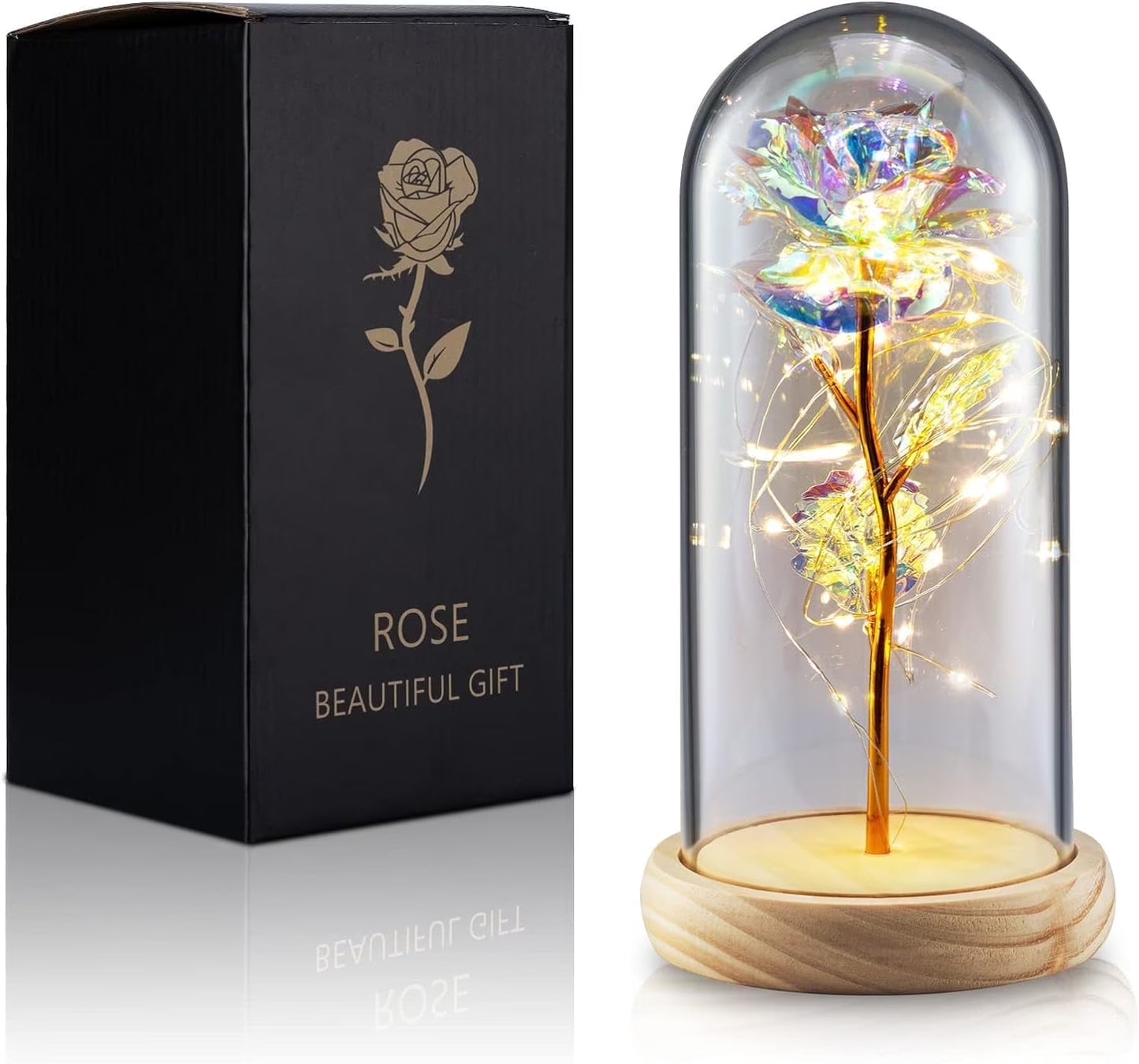 Qoosea Rose Flower Gifts for Women, Room Decor Forever Rose in Plastic Dome Romantic Gifts for Her Christmas Anniversary Valentine'S Day Mother'S Day Birthday Home Decor Red