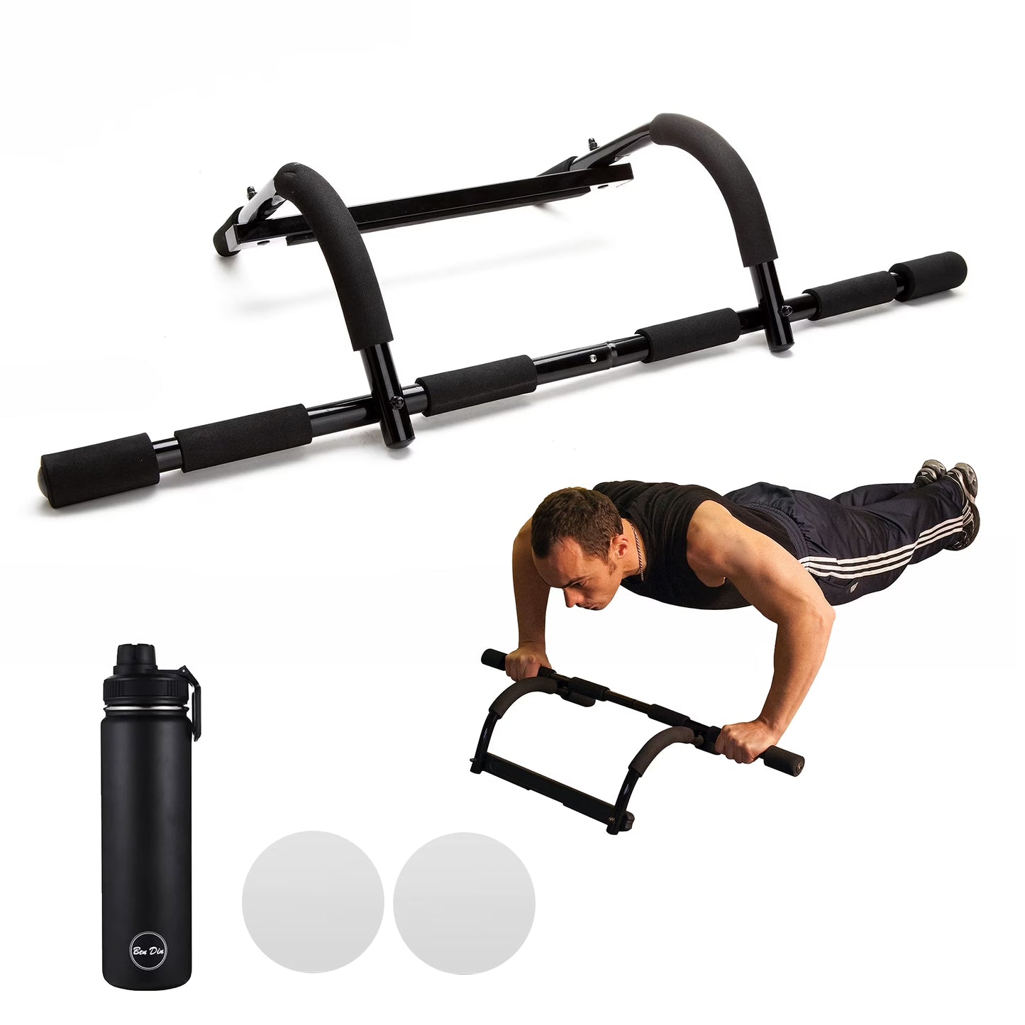 Ben Din Clothing Multi-Function Portable Pull up Bar for Doorway, Black