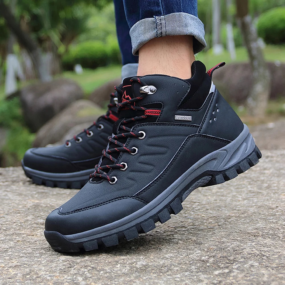 Mens Waterproof Hiking Boot Outdoor Anti-Slip Shoes, Black 11.5