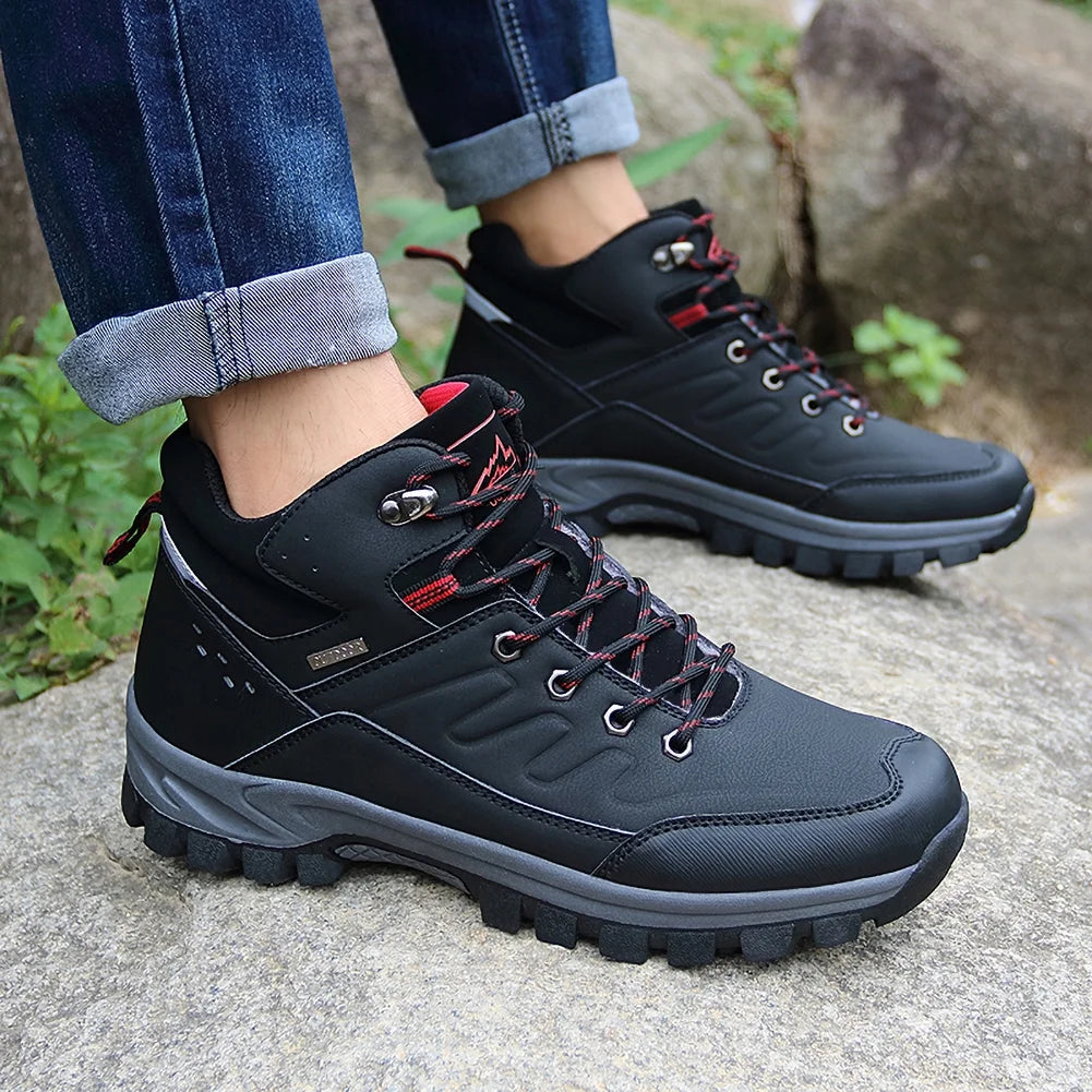 Mens Waterproof Hiking Boot Outdoor Anti-Slip Shoes, Black 11.5