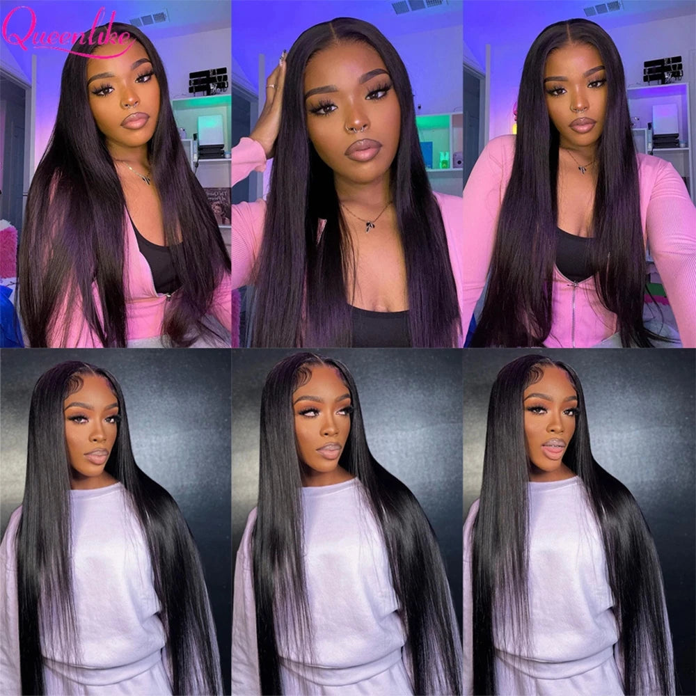 Queenlike Human Hair Bundles with A 2x6 Deep Kim HD Lace Closure 12A Hair Bundles with Closures Brazilian Raw Hair Bundles