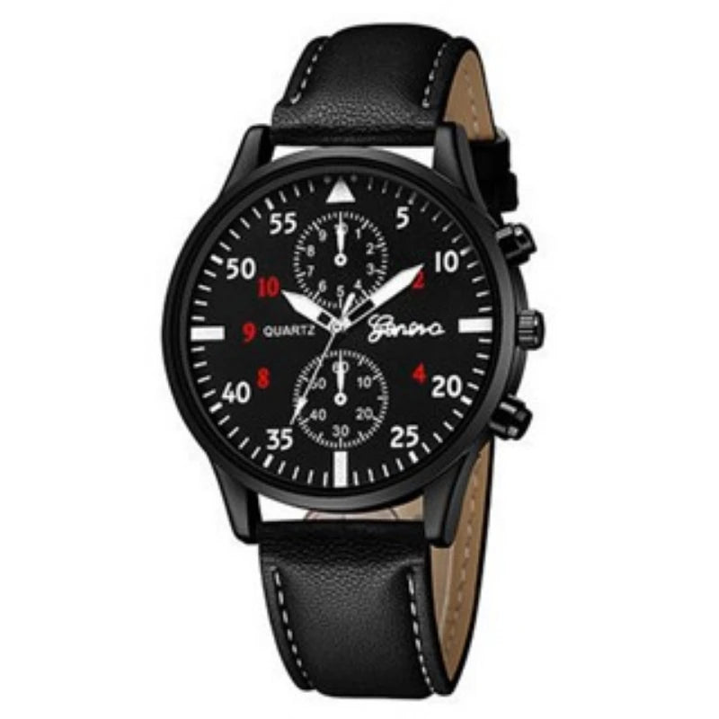 Kegllect Men Watch Set with Bracelet Casual Leather Band Quartz Clocks