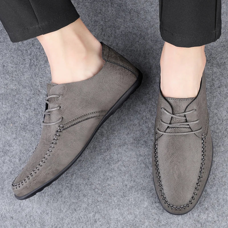 Leather Men Shoes Fashion Formal Men Shoes Moccasins Italian Breathable Male Driving Shoes Black Plus Size 38-47