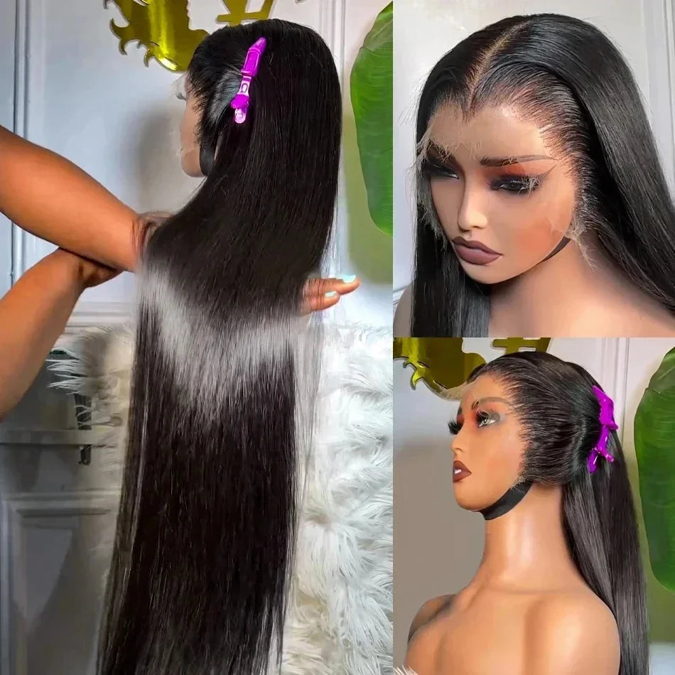 HD 360 Full Lace Wig Human Hair Pre plucked HD Lace Wig 13x6 Human Hair Wigs 30 inch Bone Straight Lace Frontal Wig For Women