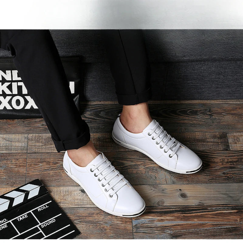 Men Casual Leather Shoes Fashionable Men Shoes Minimalist Designer Men Shoes Breathable Classic Lace Up Sports Shoes Board Shoe