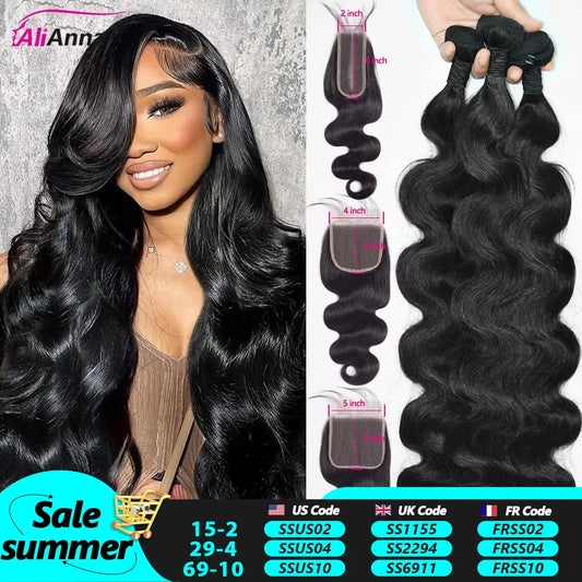 Body Wave Human Hair Bundles And Closure 2x6 HD Lace Closure Human Hair Bundles With 4x4 Closure Brazilian 5x5 HD Lace Closure
