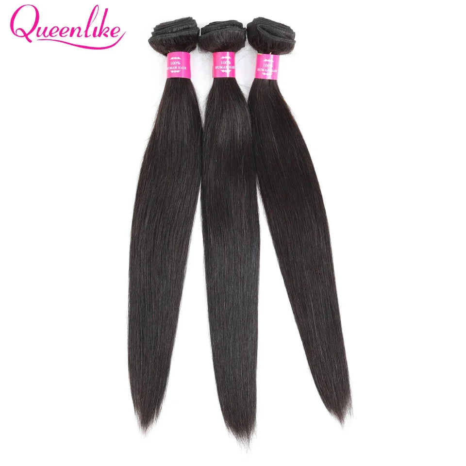 Queenlike Human Hair Bundles with A 2x6 Deep Kim HD Lace Closure 12A Hair Bundles with Closures Brazilian Raw Hair Bundles