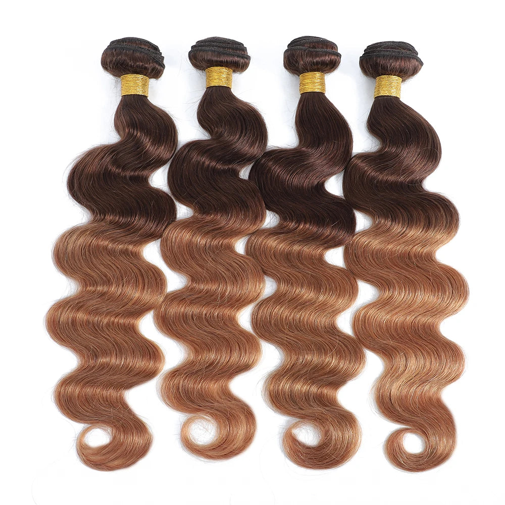1B99J Body Wave Bundles With Closure Brazilian Human Hair Weave Bundles With 4x4 Lace Closure Hair Extension 3/4 Bundles Remy