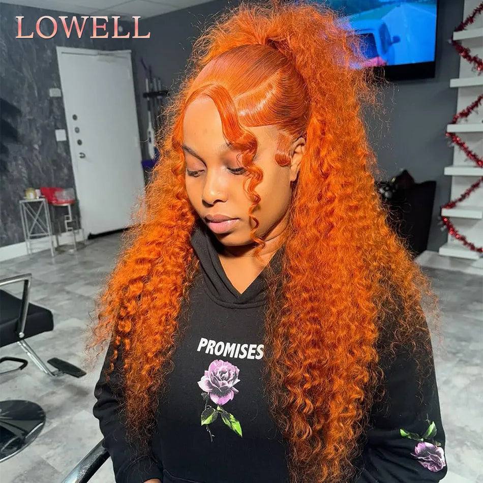 13x6 Hd Colored Ginger Orange Curly Lace Frontal Wig 13x4 Deep Water Wave Lace Front Human Hair Wigs 30inch Brazilian Preplucked
