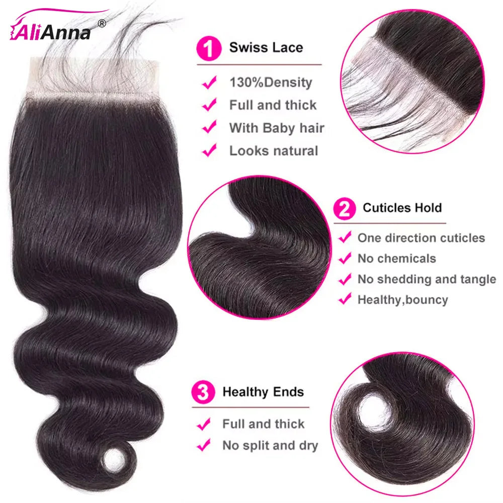 Body Wave Human Hair Bundles And Closure 2x6 HD Lace Closure Human Hair Bundles With 4x4 Closure Brazilian 5x5 HD Lace Closure