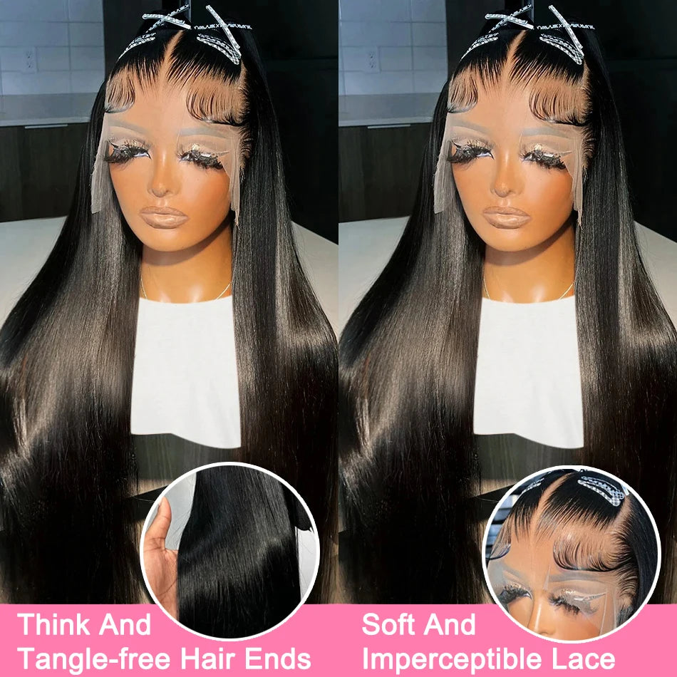 200% Hd Transparent Bone Straight 13x4 Lace Frontal Wigs Pre Plucked Brazilian Remy Hair 5x5 Glueless Wigs Human Hair For Women