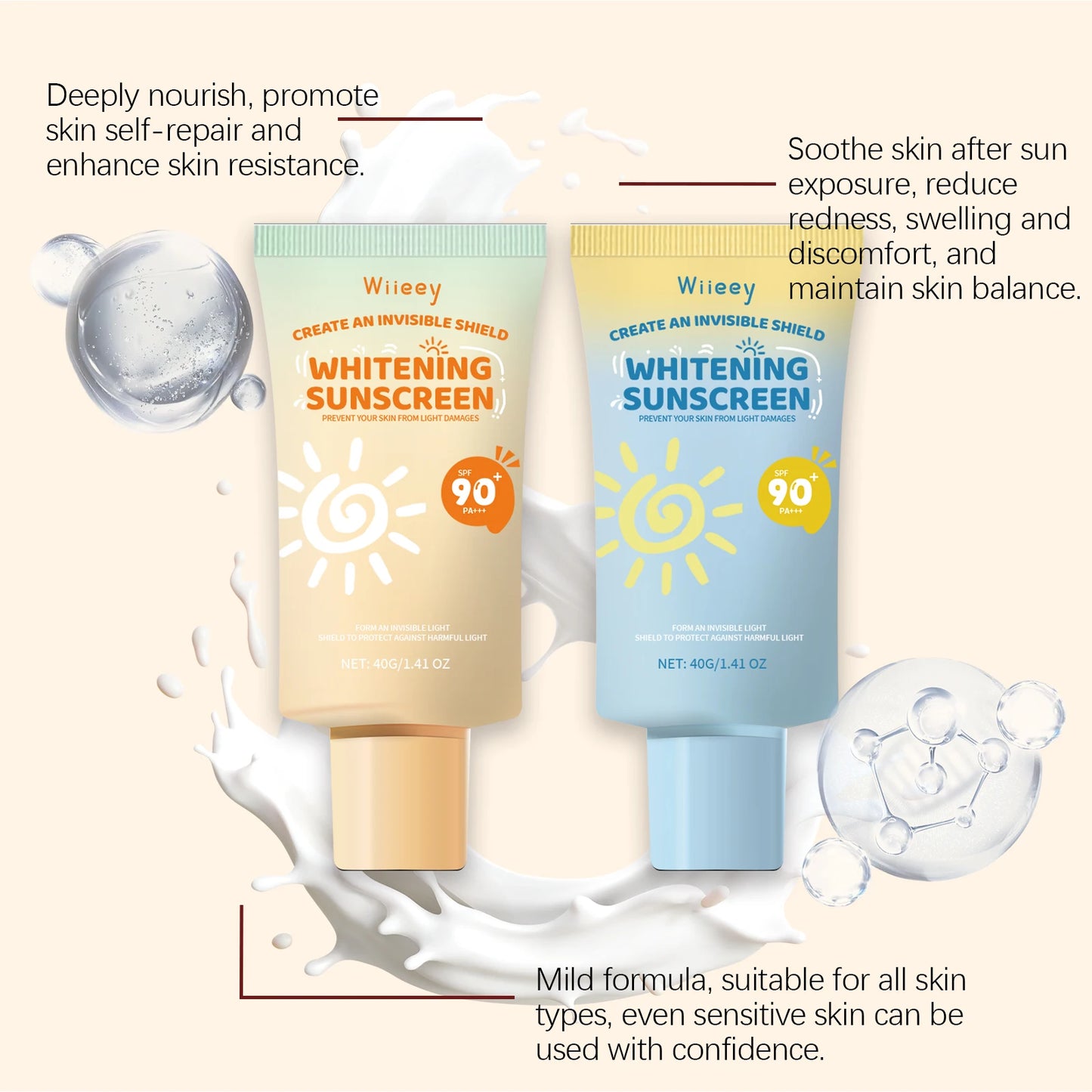 Kids Sunscreen Body Lotion Spf 50 Lightweight Non-greasy Refreshing Face Hydrating Brighten Broad Spectrum Moisturizing Sunblock