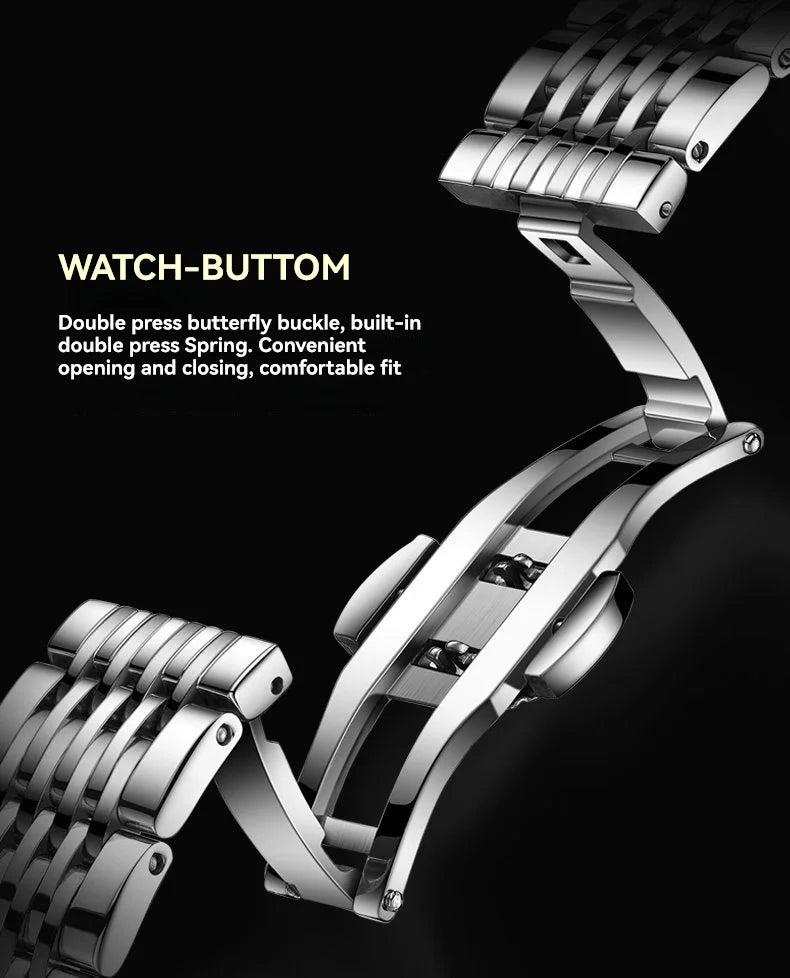 RUIGE Business Men's Quartz Watch Stainless Steel Calendar Men's Night Light Waterproof Fashion Versatile Watch B2-2