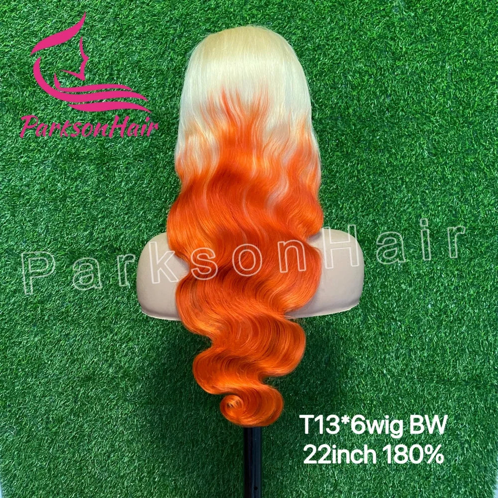Ginger Orange Glueless Wig 13X6 HD Highlight Lace Front Wig Wave Curly Hair 13X4 Blonde Gradient Orange Lace Front Wig Women
