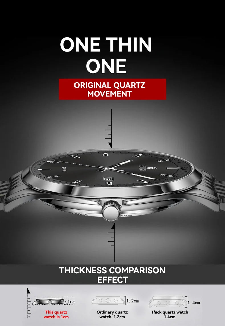 RUIGE Business Men's Quartz Watch Stainless Steel Calendar Men's Night Light Waterproof Fashion Versatile Watch B2-2