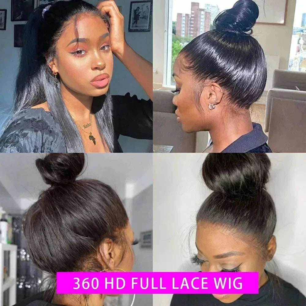 HD 360 Full Lace Wig Human Hair Pre plucked HD Lace Wig 13x6 Human Hair Wigs 30 inch Bone Straight Lace Frontal Wig For Women