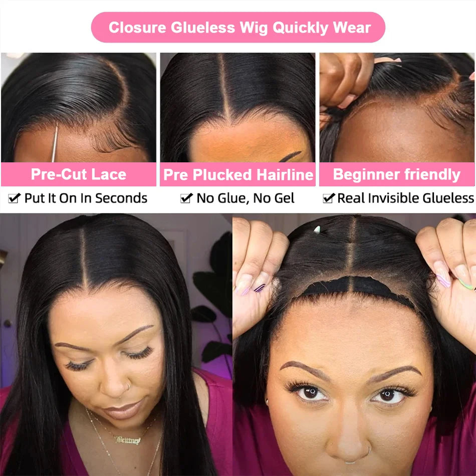 200% Hd Transparent Bone Straight 13x4 Lace Frontal Wigs Pre Plucked Brazilian Remy Hair 5x5 Glueless Wigs Human Hair For Women