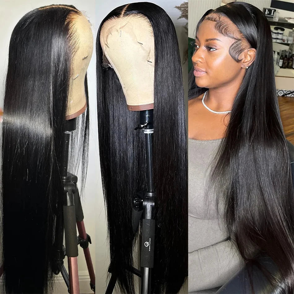 200% Hd Transparent Bone Straight 13x4 Lace Frontal Wigs Pre Plucked Brazilian Remy Hair 5x5 Glueless Wigs Human Hair For Women