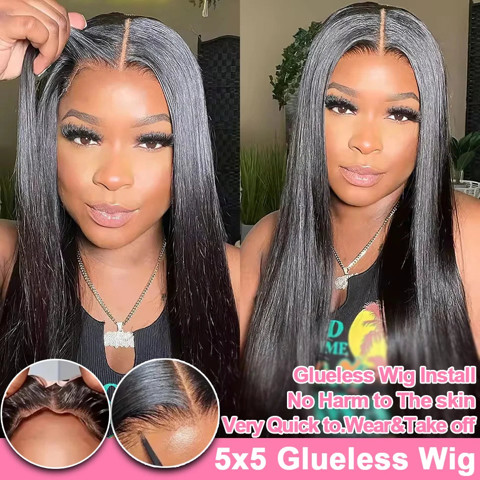 200% Hd Transparent Bone Straight 13x4 Lace Frontal Wigs Pre Plucked Brazilian Remy Hair 5x5 Glueless Wigs Human Hair For Women