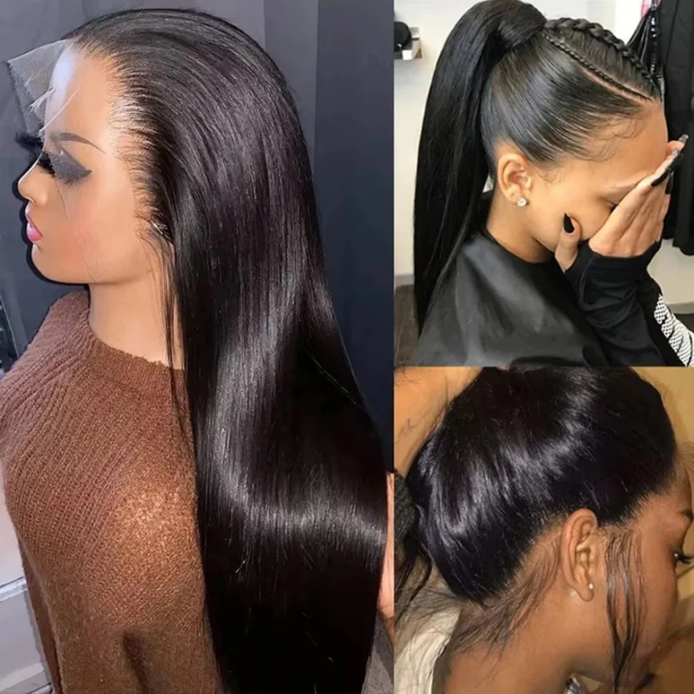 HD 360 Full Lace Wig Human Hair Pre plucked HD Lace Wig 13x6 Human Hair Wigs 30 inch Bone Straight Lace Frontal Wig For Women