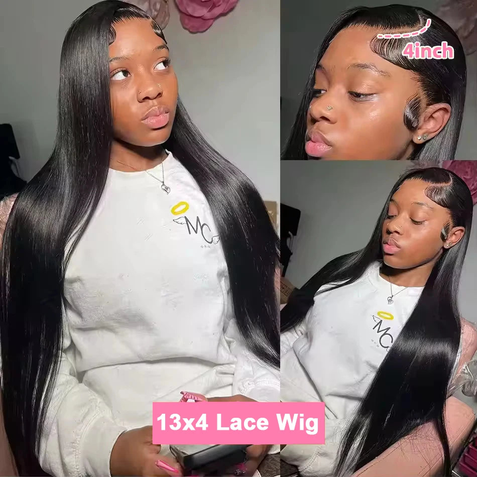 200% Hd Transparent Bone Straight 13x4 Lace Frontal Wigs Pre Plucked Brazilian Remy Hair 5x5 Glueless Wigs Human Hair For Women