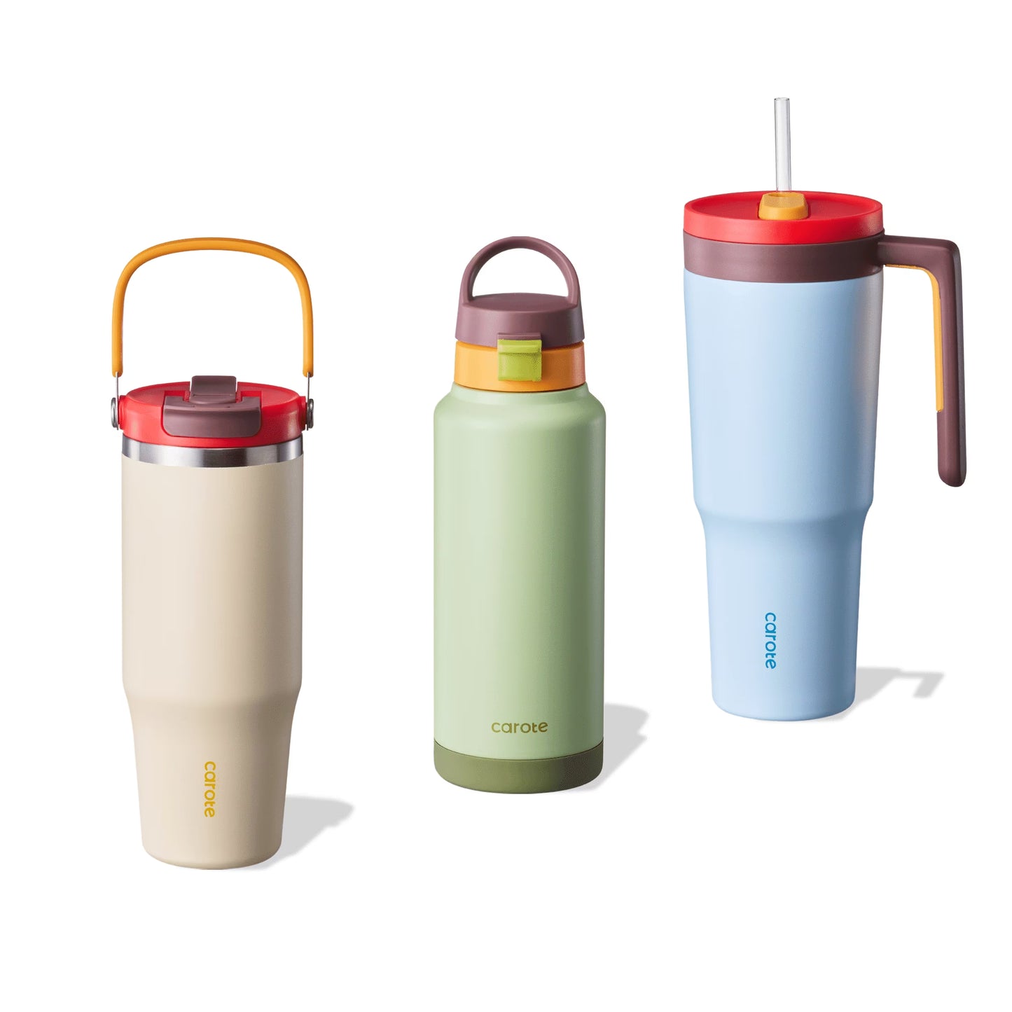 Carote 3-Piece Insulated Stainless Steel Tumbler Set, 40Oz,32Oz*2, Leak-Proof, Travel Mugs, Blue
