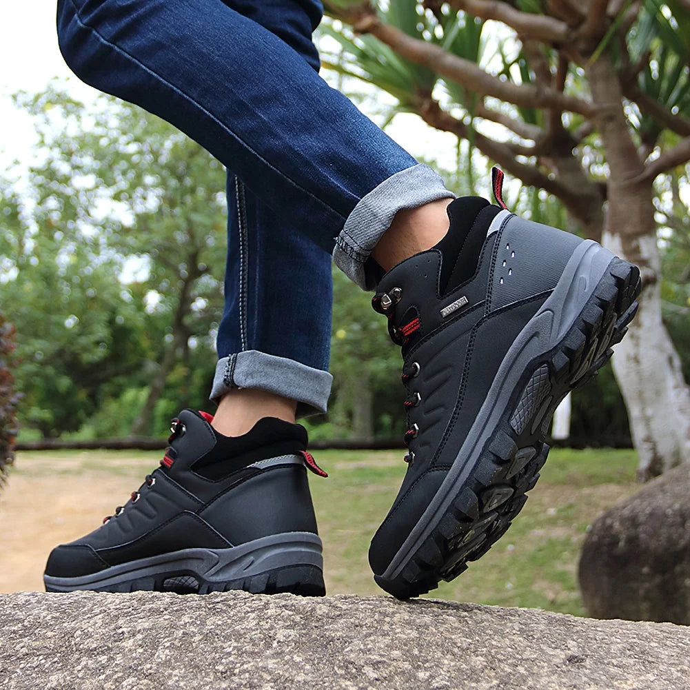 Mens Waterproof Hiking Boot Outdoor Anti-Slip Shoes, Black 11.5