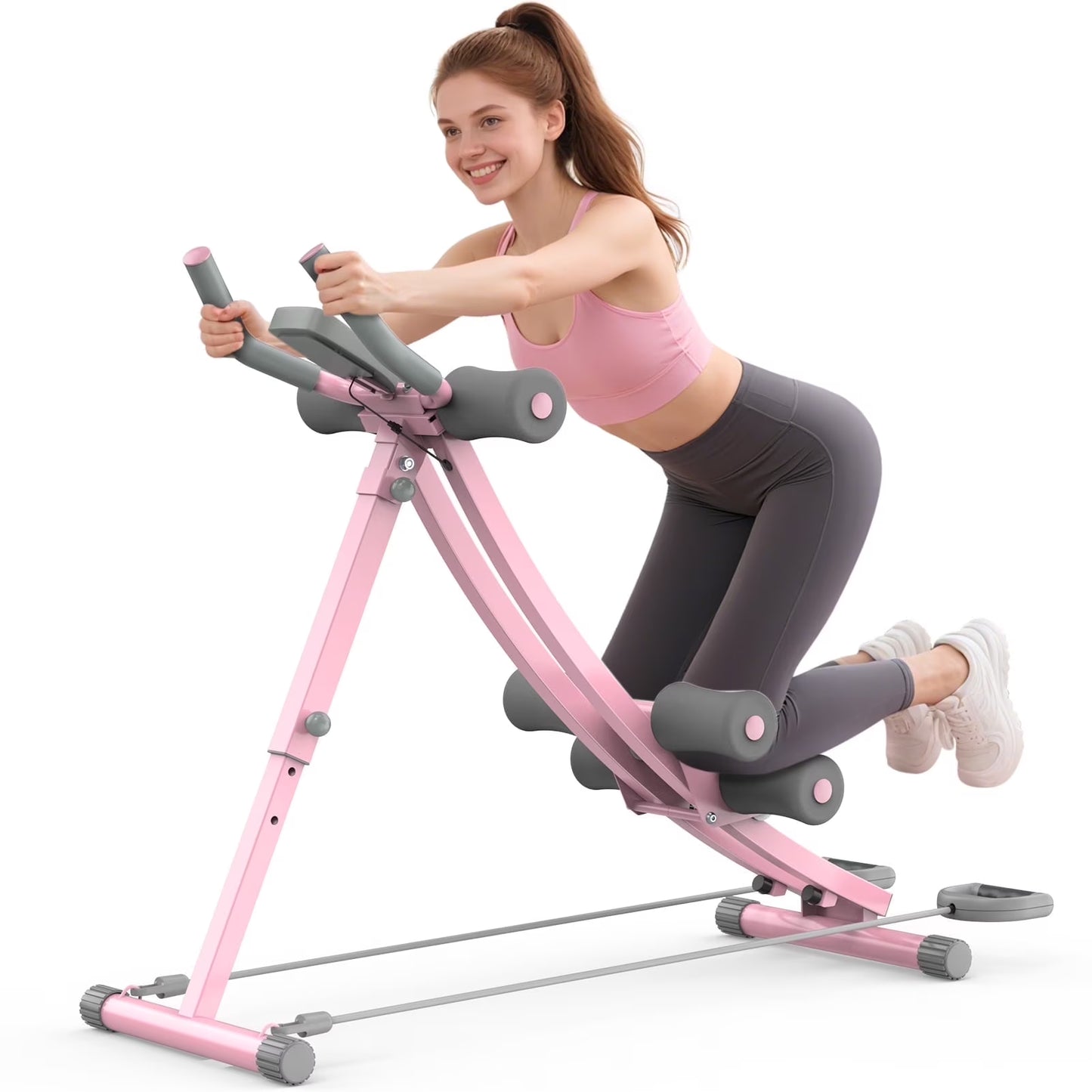 GIKPAL Foldable Ab Machine, Ab Workout Equipment for Home Gym,Core & Abdominal Trainer Fitness Equipment Max 440Lbs with LCD Display