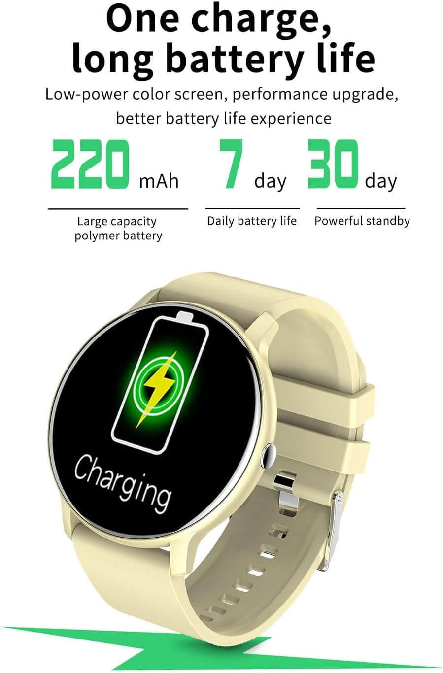 Smart Watch Men Bluetooth Call Fitness Tracker 1.32"" HD Full Touch Screen Smartwatch IP67 Waterproof Yellow Stainless Steel Sport Watch for Android Ios, Zl02Cpro-Yellow