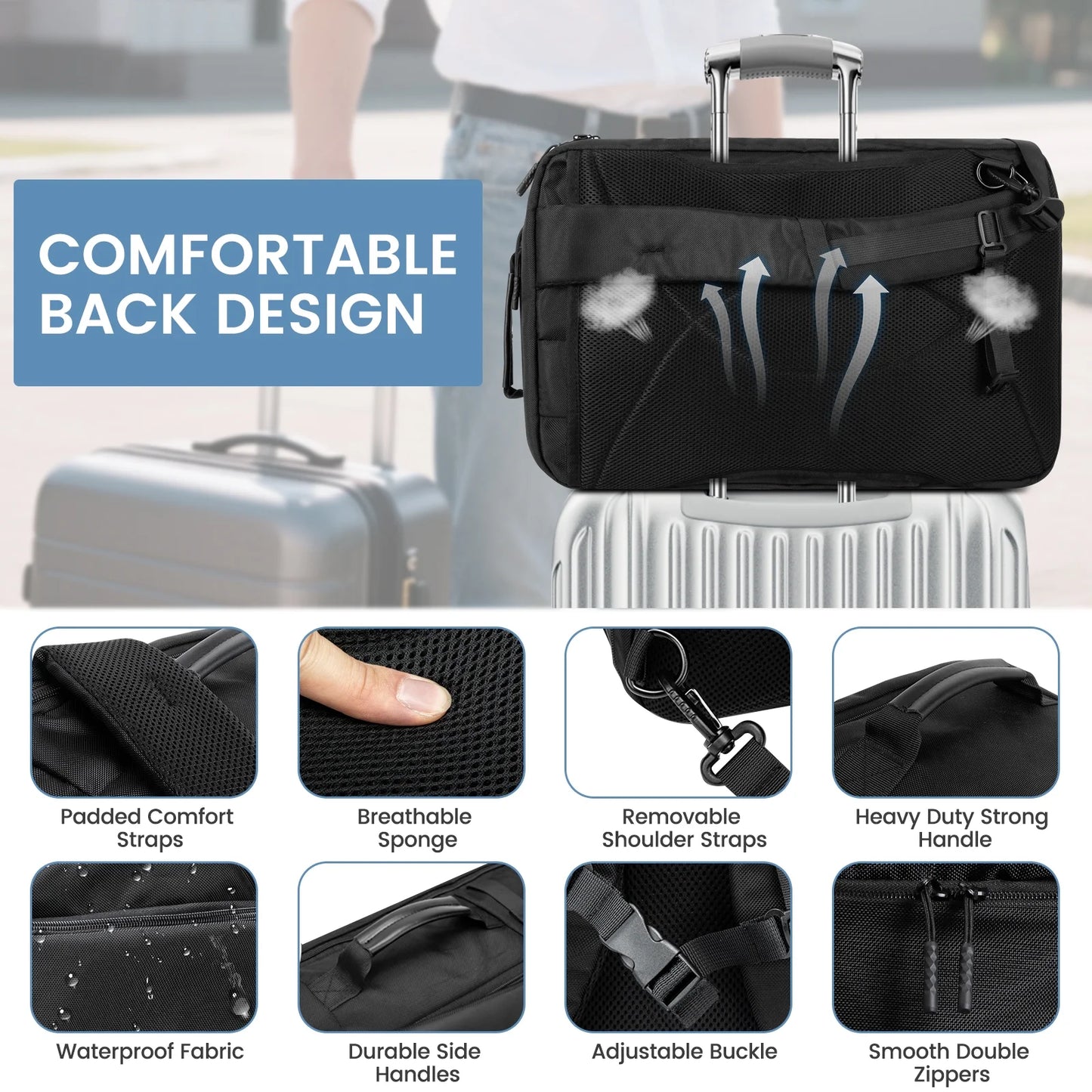 40L Travel Backpack - Flight Approved Carry-On Backpack Water-Resistant Lightweight Business Rucksack, Large Weekender Bag with Laptop Compartment Fits 17” Laptop
