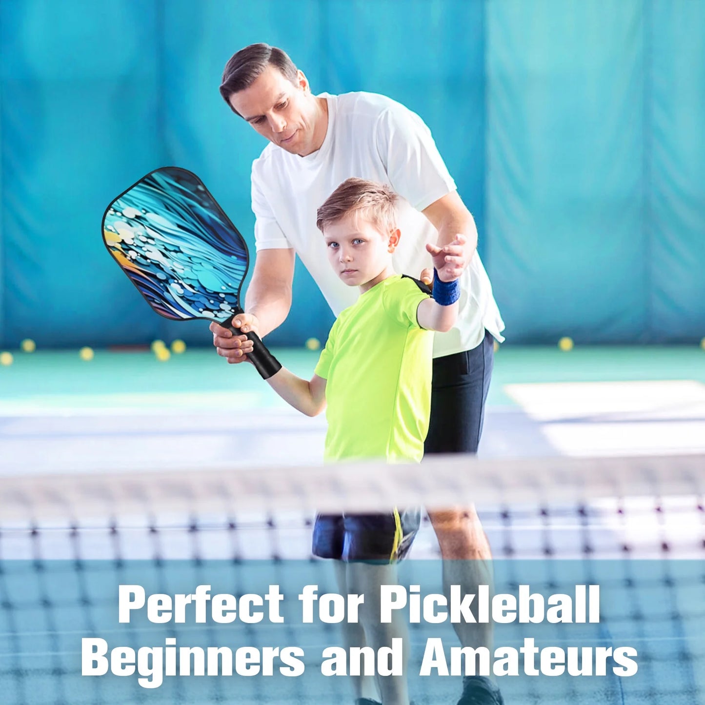 Pickleball Paddles Set of 4, with 4 Fiberglass Paddles, 4 Pickle-Ball , 4 Cooling Towel, 1 Pickleball Bag, PP Honeycomb Core Pickleball Equipment Is the Perfect Gift for Beginners & Amateurs