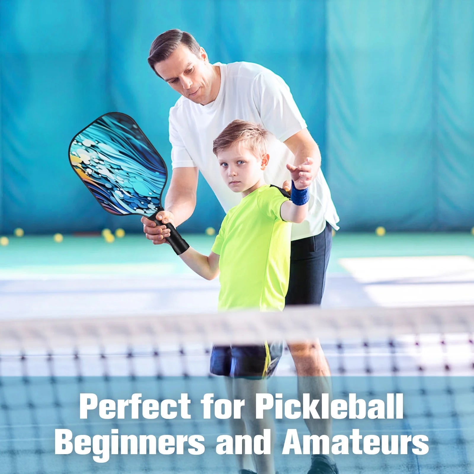 Pickleball Paddles Set of 4, with 4 Fiberglass Paddles, 4 Pickle-Ball , 4 Cooling Towel, 1 Pickleball Bag, PP Honeycomb Core Pickleball Equipment Is the Perfect Gift for Beginners & Amateurs