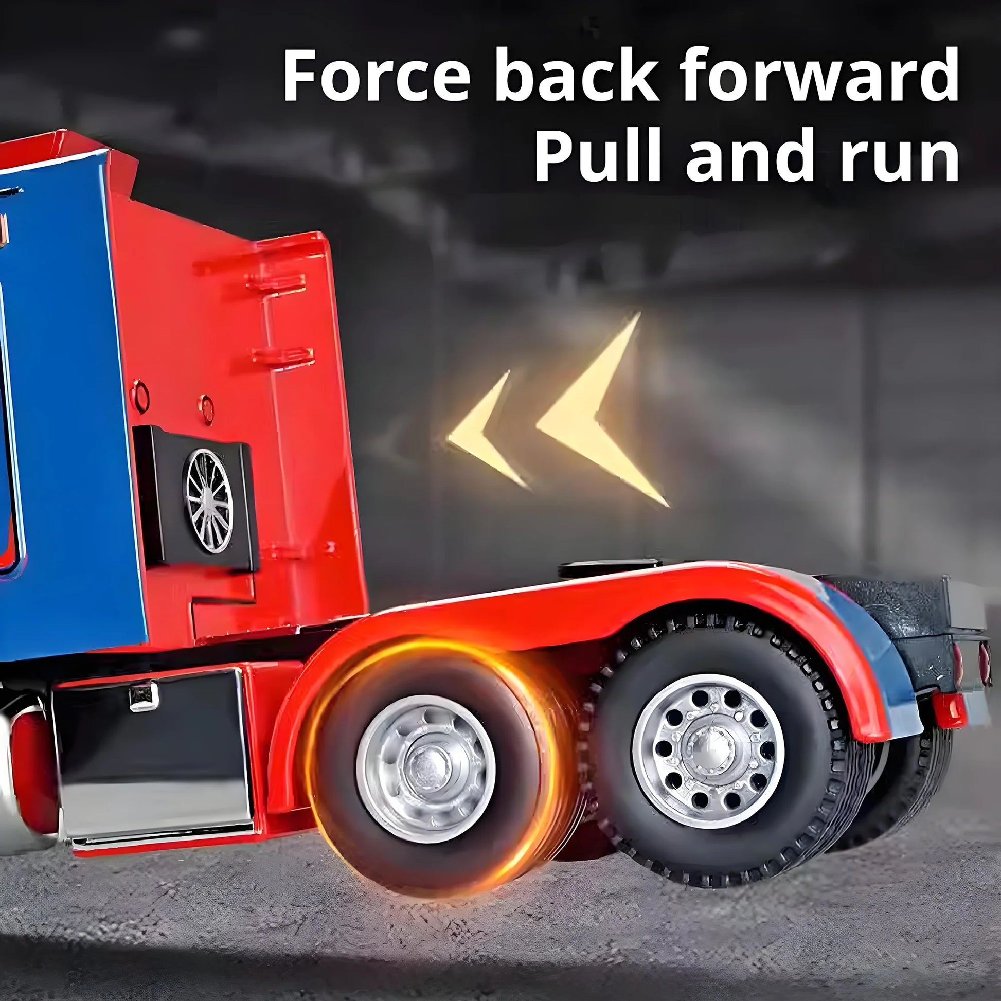 Anmyjuly 1/24 Metal Diecast Semi Truck Toy with Lights and Sounds, Trailer Model for Boys 4-7 Years Old, Red