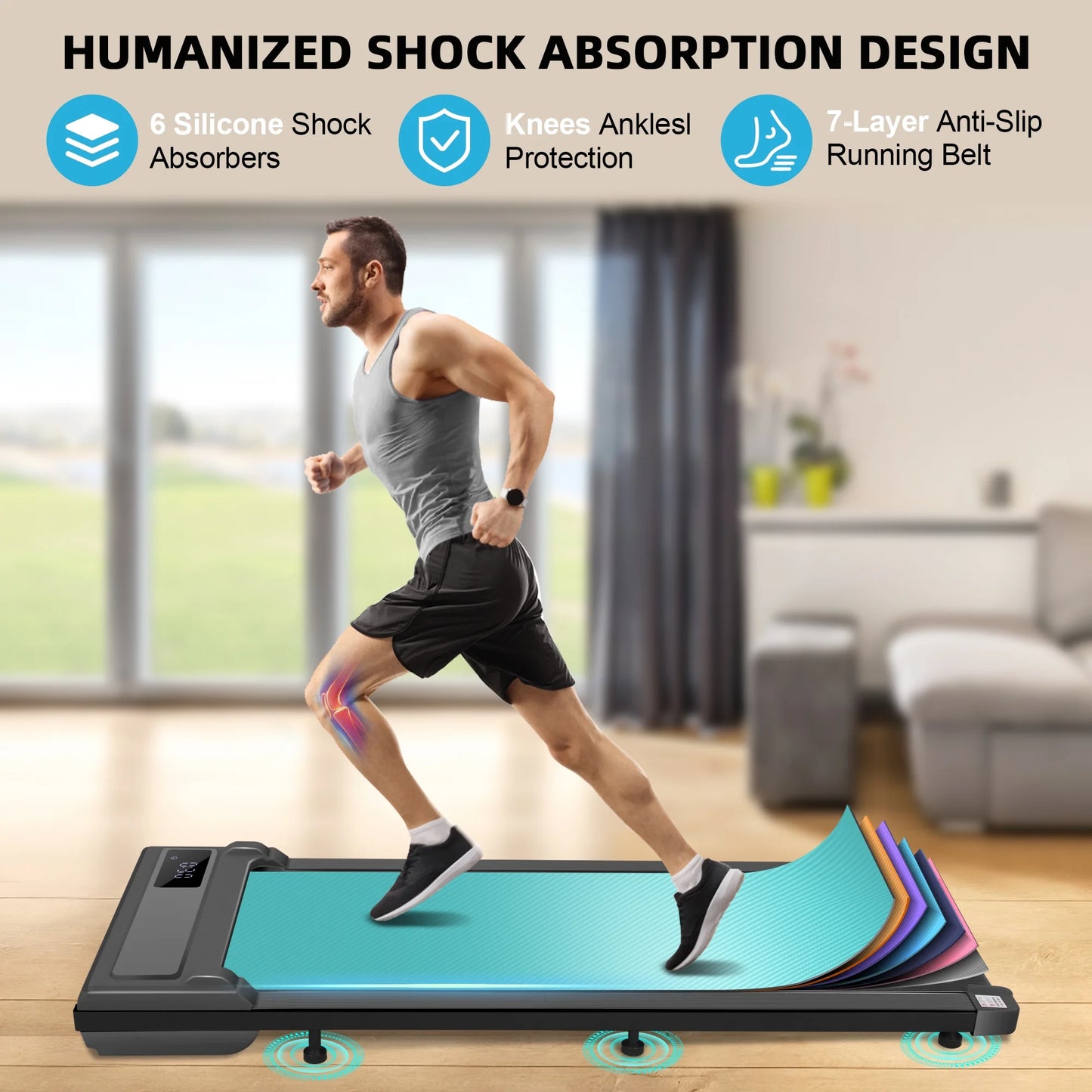 ANCHEER Walking Pad, 2 in 1 under Desk Treadmill with Remote Control、Led Display, 300 Lbs Portable Treadmill for Home/Office (Black)