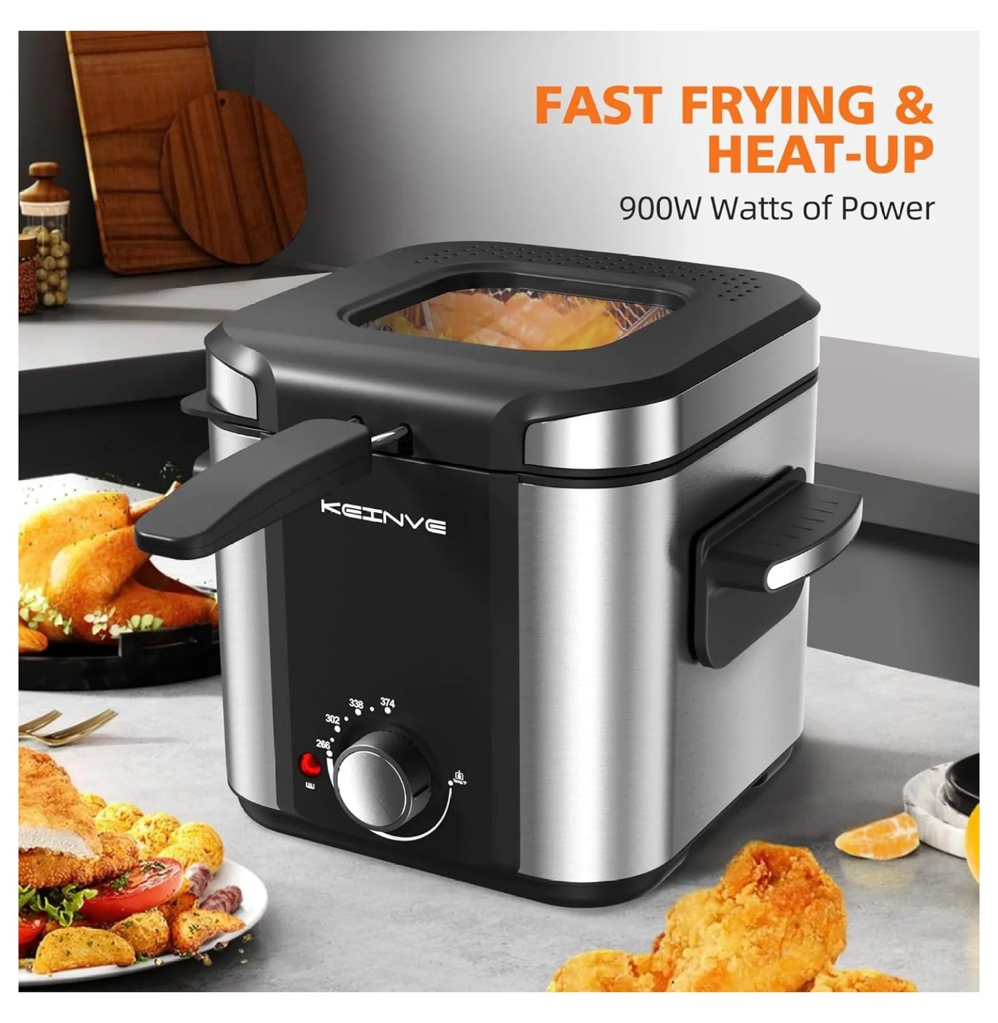 Electric Deep Fryer, 1.5 Liters Oil Capacity, Small Deep Fryer with Basket, Cool Touch Sides, Nonstick