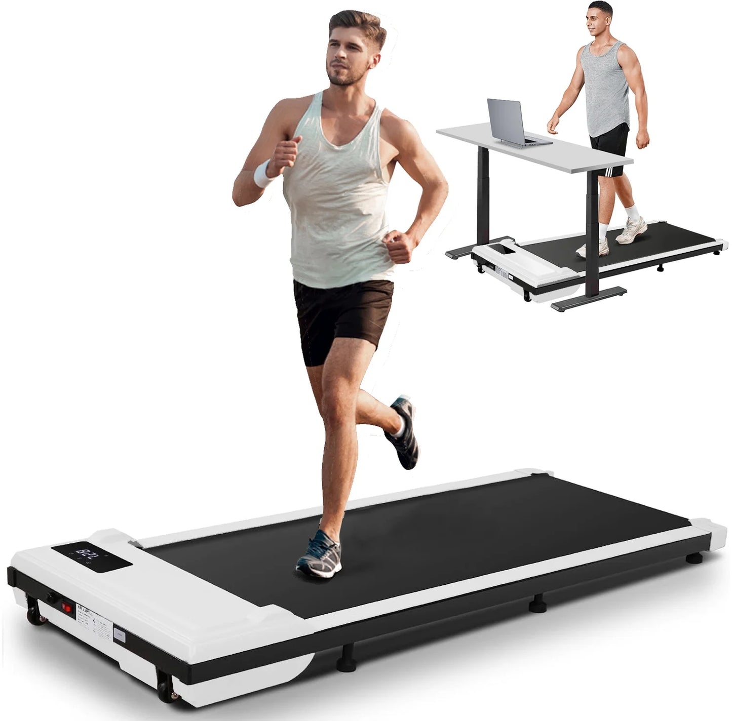 ANCHEER Walking Pad, 2 in 1 under Desk Treadmill with Remote Control、Led Display, 300 Lbs Portable Treadmill for Home/Office (Black)