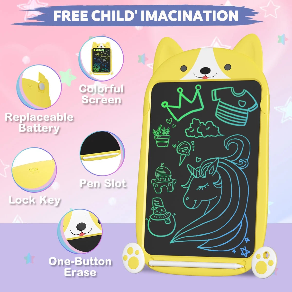 LCD Writing Tablet, Doodle Boards for Kids, Colorful Toddler Doodle Board Drawing Tablet, Erasable Reusable Drawing Pads, Educational and Learning Toys for Kids