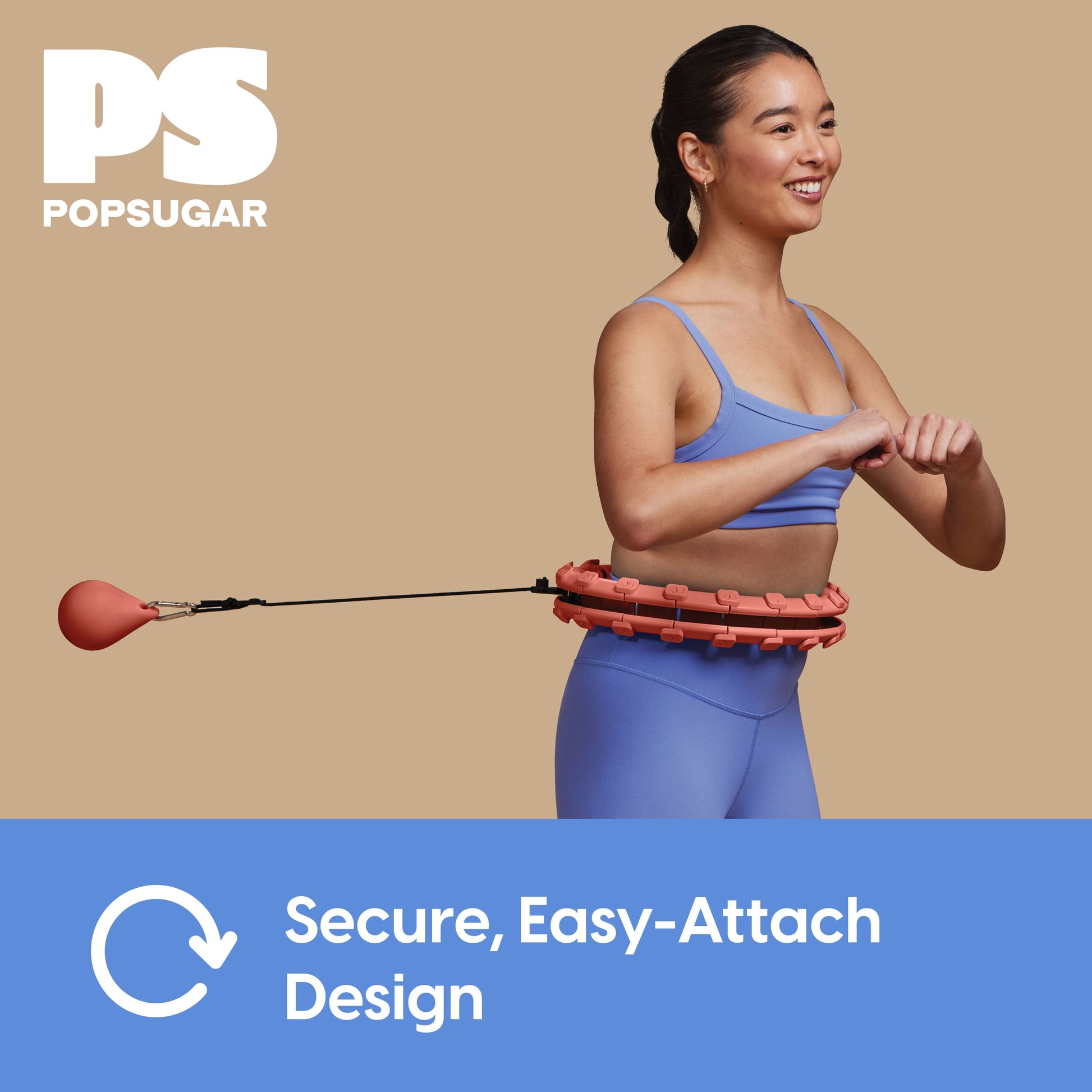 Popsugar Adjustable Weighted Fitness Hoop, Coral