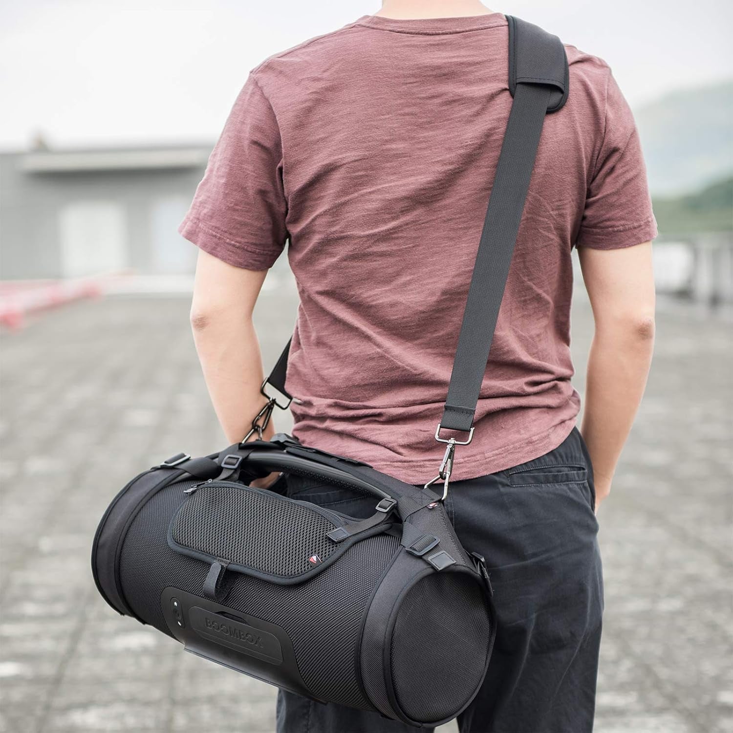 Travel Carrying Strap for JBL Boombox/Boombox 2 Waterproof Portable Speaker, Shoulder Strap with Two Side Covers Travel Carrying Pouch for JBL Boombox (Black)