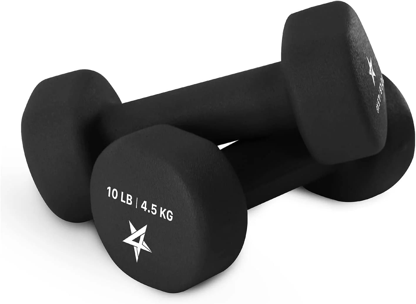 Yes4All Neoprene Coated Dumbbell for Women, Black, 10 Lb Pair