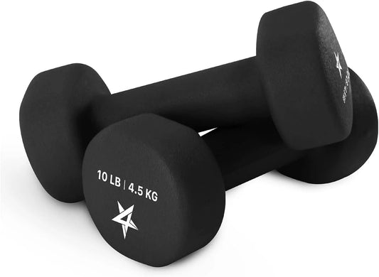 Yes4All Neoprene Coated Dumbbell for Women, Black, 10 Lb Pair