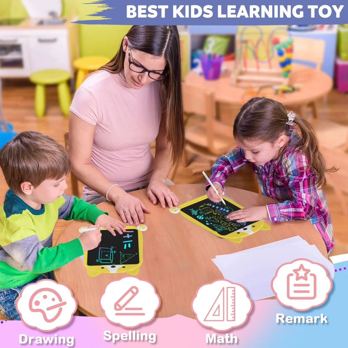 LCD Writing Tablet, Doodle Boards for Kids, Colorful Toddler Doodle Board Drawing Tablet, Erasable Reusable Drawing Pads, Educational and Learning Toys for Kids