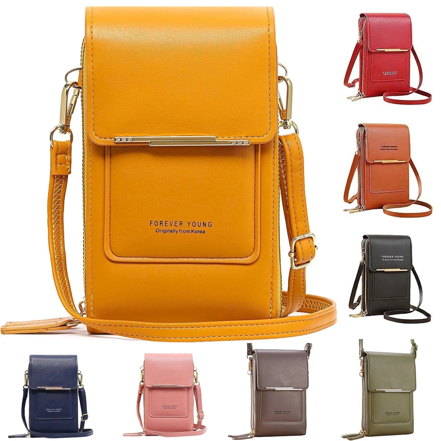 Anti-Theft Leather Bag,Small Crossbody Cell Phone Purse Wallet for Women,Rfid Block Phone Purse Crossbody with Shoulder Strap