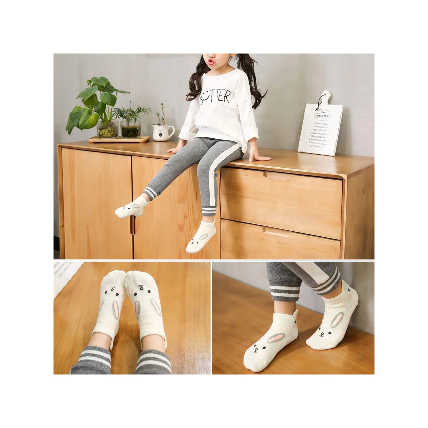 Girls Socks 6-8 Years Old, LOFIR Girls Ankle Socks Soft Cotton 3D Ear Animal Pattern Novelty Cute Funny Summer Ankle Socks for Boys & Girls 5-7 Years, 5 Pairs