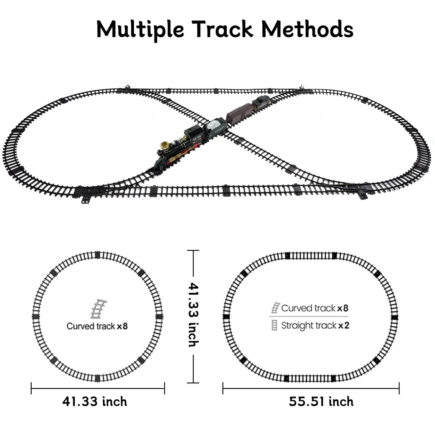 JUGAAD LIFE Train Set Electric Train Toy for Boys Girls with Adjustable Speed Remote Control, Smokes, Lights & Sound, Birthday Gifts for Kids 3-8 Years Old