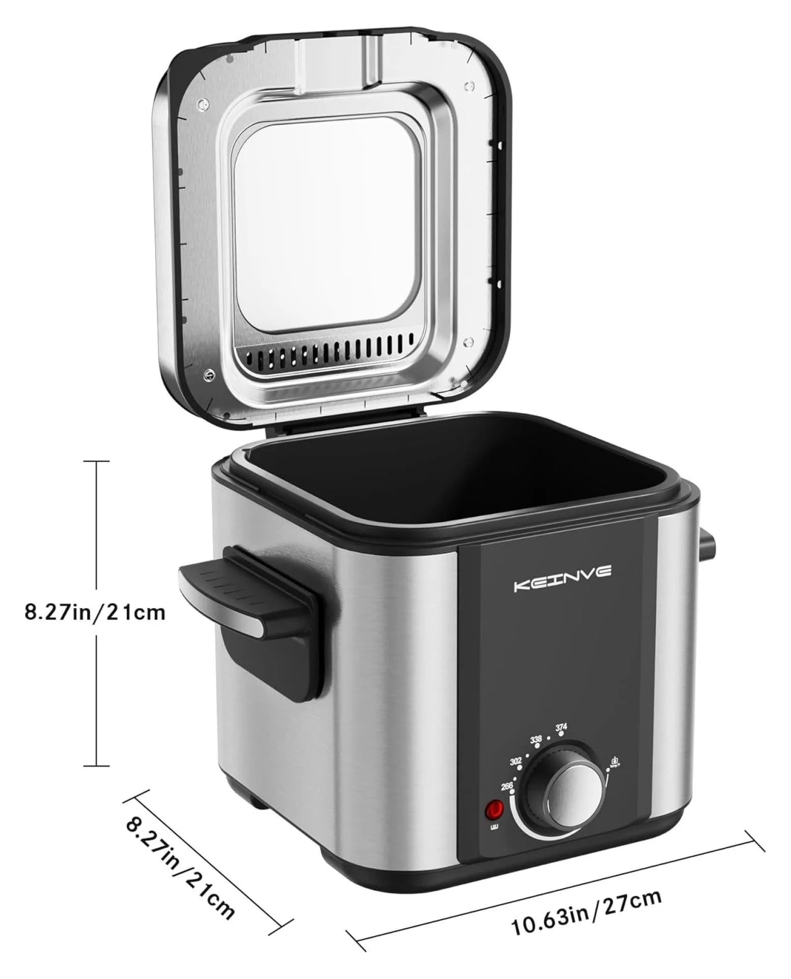 Electric Deep Fryer, 1.5 Liters Oil Capacity, Small Deep Fryer with Basket, Cool Touch Sides, Nonstick