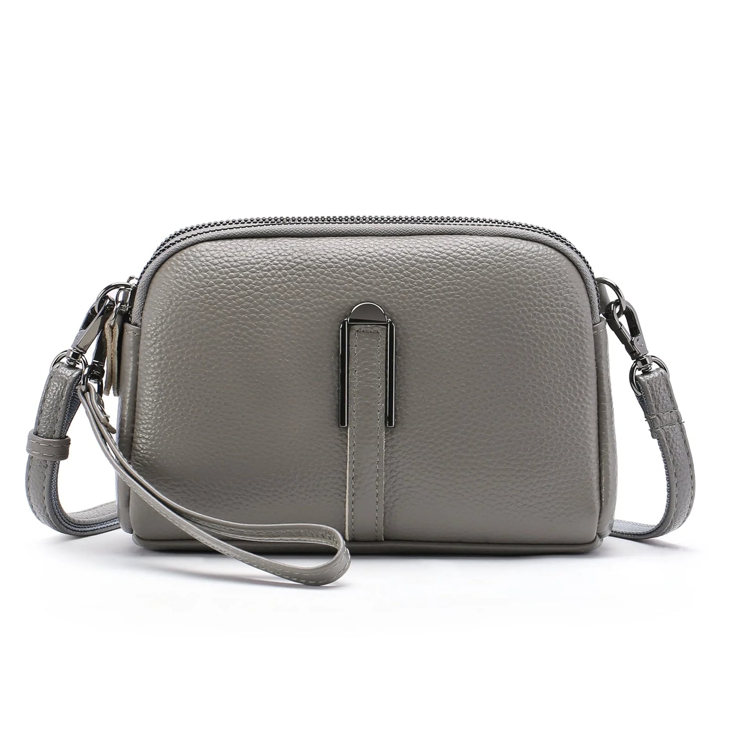 GAEKEAO Crossbody Bags for Women Small Genuine Leather Shoulder Purse Cross Body Bag with Wristlet Top Zipper