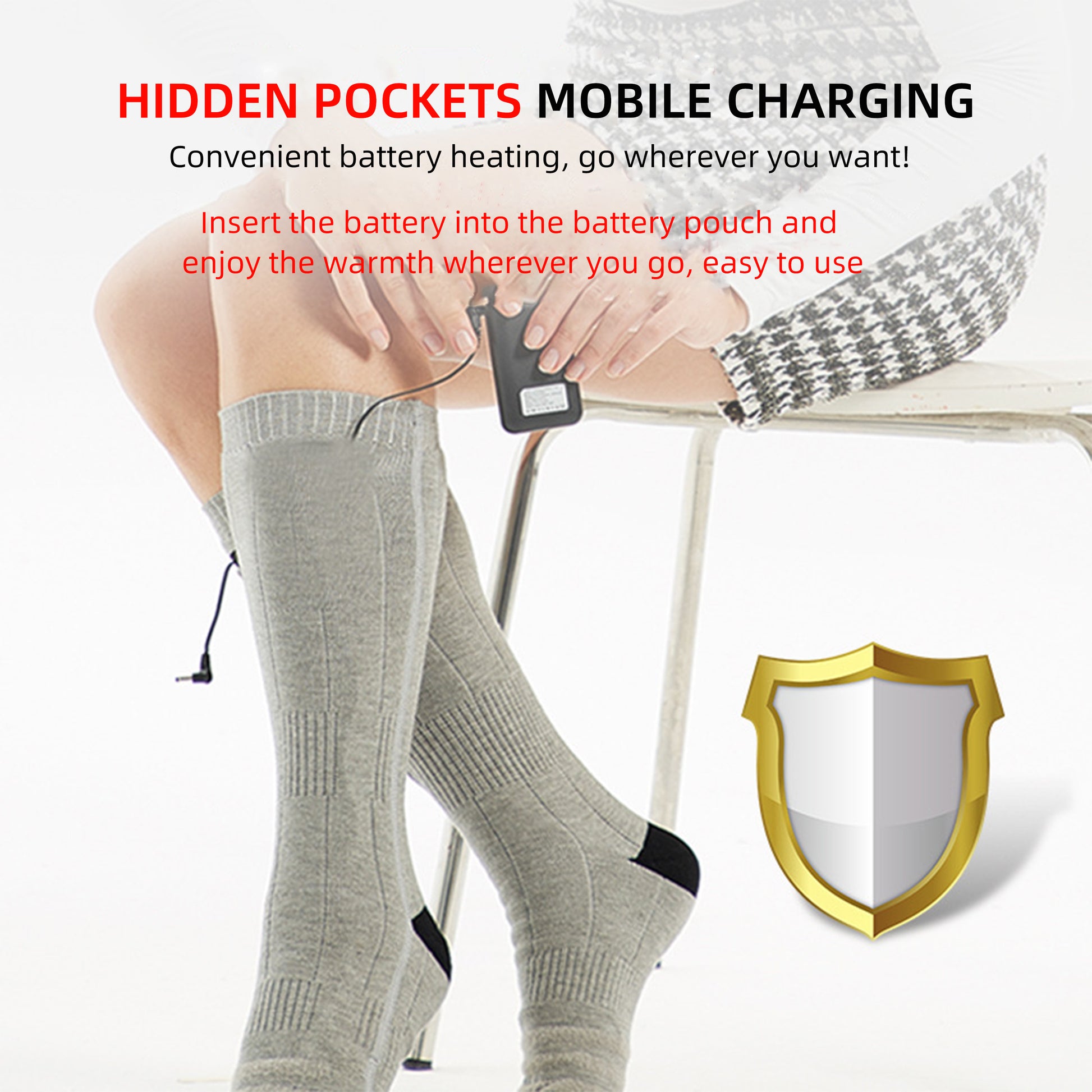 Heated Socks for Men Women 4000Mah Rechargeable Electric Heating Socks Warm Winter Thermal Socks Electric Battery Socks Foot Warmer(3 Heating Settings)