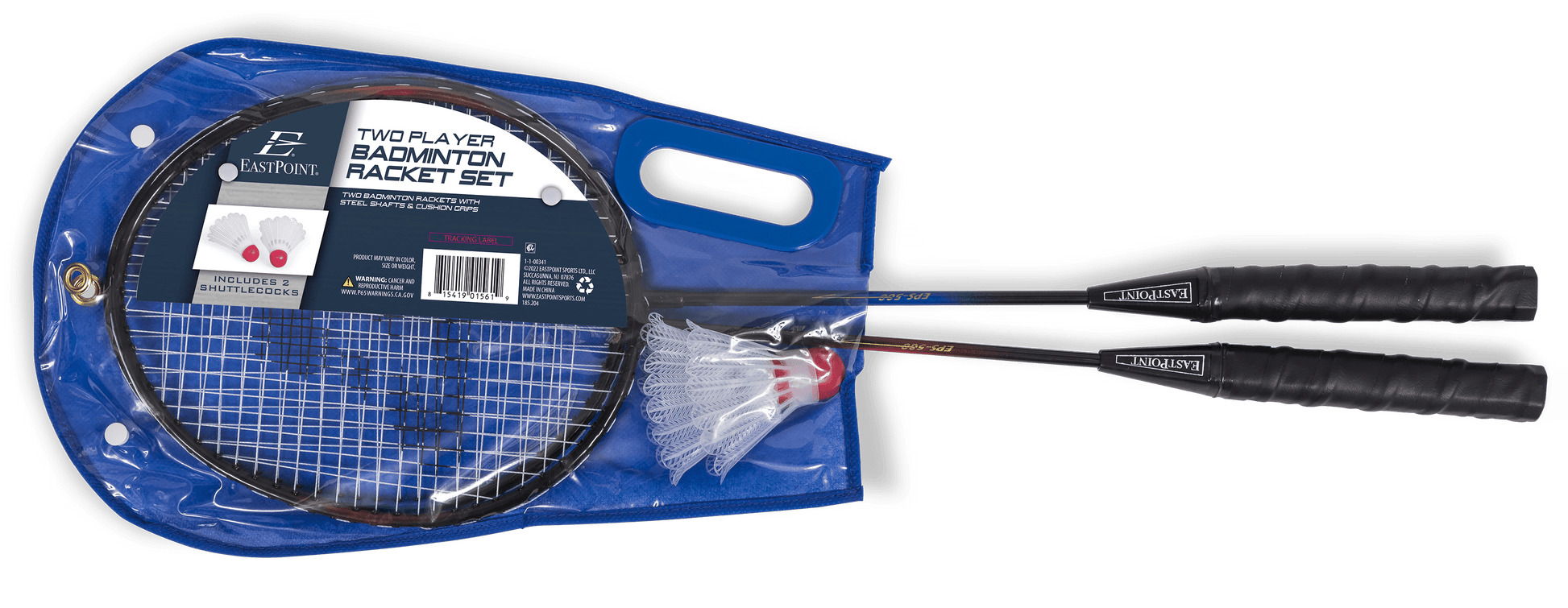 Eastpoint Sports 2 Player Badminton Racket Set; 2 Rackets with Steel Shafts, 2 Shuttlecock Birdies
