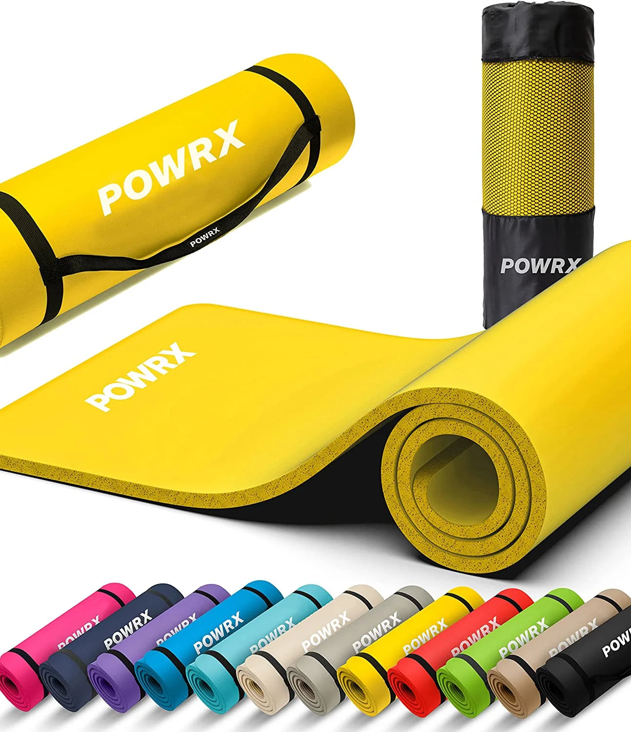 Exercise Yoga Mat Extra Thick Large with Carrying Strip and Bag Nonslip Skin